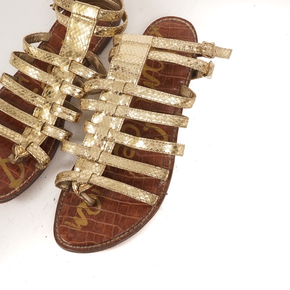 Sam Edelman Gold Strappy Shoes Size 8 - Picture 3 of 9